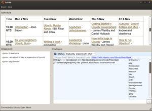 Ein Stundenplan und zwei IRC-Fenster, und schon dient die kleine Anwendung Lernid als Ubuntu-Schulungszentrum.