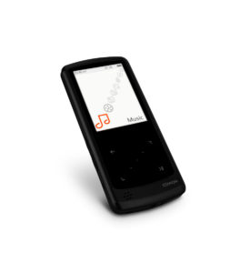 Abbildung 1: Das Hauptmenü des iAudio9. In der Diagonale muss auch das Touchpad bedient werden.