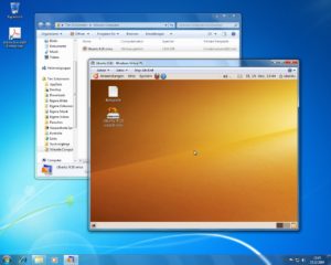 Abbildung 14: Ubuntu 9.10 läuft hier in einer virtuellen Maschine unter Windows 7 – wenn auch nicht immer stabil.