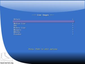 Abbildung 2: Beim Start lädt der Bootloader zunächst die grafische Oberfläche Syslinux herunter, aus der Sie die gewünschte Distribution zum Booten oder Installieren auswählen.