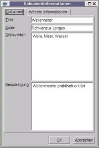 Abbildung 2: Der Dialog für die Dokumenteigenschaften in Scribus.