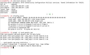 Abbildung 3: Nach dem Start der Client-Anwendung baut diese den IPv6-Tunnel auf, und Sie erhalten eine globale IPv6-Adresse. Damit greifen Sie nun auf externe IPv6-Ressourcen zu.