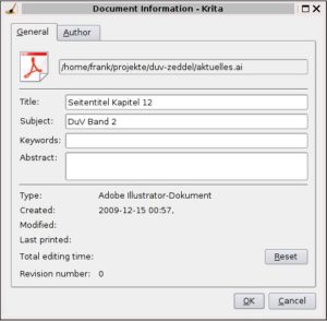 Abbildung 4: Der Dialog für die Dokumenteigenschaften in Krita.