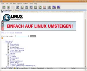 Abbildung 4: Die Allrounder Emacs und W3m in einer Oberfläche vereint.