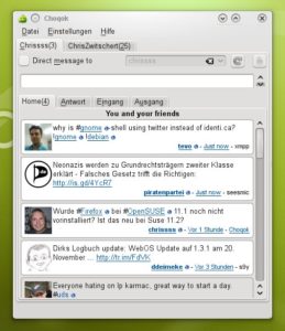 Abbildung 4: Mit Choqok twittern Sie unter OpenSuse 11.2.