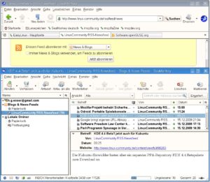 Abbildung 6: Gerade noch im Browser, jetzt schon in die Mail-Übersicht integriert: RSS-Feeds reicht die Webkomponente direkt an die Mail-Kollegen weiter.