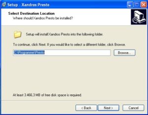 Abbildung 1: Der Windows-basierte Installer von Presto lässt als einzige benutzerseitige Eingabe die Wahl des Zielverzeichnisses zu.