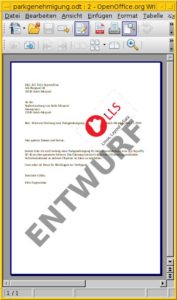 Abbildung 2: So sieht ein fertiges OpenOffice-Dokument mit Hintergrundbild aus.