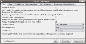 Abbildung 3: In einem übersichtlichen Dialog konfigurieren Sie PDFedit ganz nach ihren Wünschen.