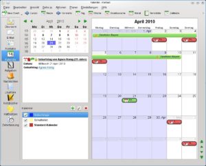 Abbildung 7: Der Kontact-Kalender mit den bayerischen Schulferien, Geburtstagen aus dem Adressbuch und den deutschen Feiertagen.