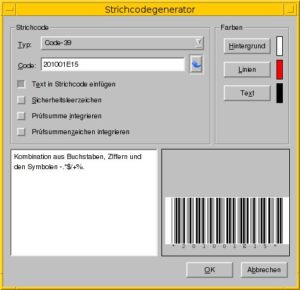 Abbildung 7: Der Einstelldialog für Barcodes in Scribus.