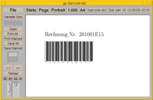 Abbildung 9: Die Darstellung des per LaTeX erzeugten Strichcodes im Ghostviewer.