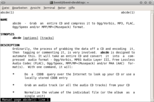 Die Manpage von abcde gibt detaillierte Infos zur Bedienung und zum Setup des Programms.