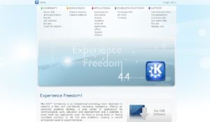 Das neue Design der KDE-Homepage mit ausgeklapptem Menü.