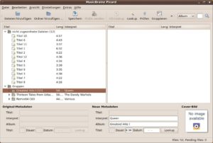 Abbildung 1: Über "Gruppieren" schafft Musicbrainz Picard nach dem Import etwas Ordnung: Titel ohne Tags bleiben bei den "nicht zugeordneten Dateien".