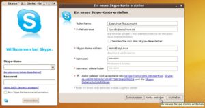 Abbildung 1: Ein Assistent greift Ihnen beim Anlegen eines neuen Skype-Kontos unter die Arme.