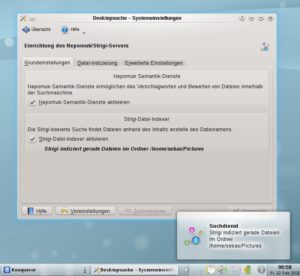Abbildung 1: In den Systemeinstellungen des KDE-Desktops treffen Sie die Vorgaben für die Desktopsuche via Nepomuk und Strigi.