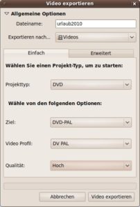 Abbildung 10: Mit diesen Einstellungen generiert Openshot ein Video, das Sie anschließend mit einer Authoring-Anwendung wie QDVDAuthor auf eine DVD brennen können.