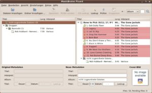 Abbildung 2: Das komplett falsch getaggte Album "Bone to Pick" wurde auch per Fingerprint nur teilweise erkannt: Drei Tracks konnte Musicbrainz Picard gar nicht zuordnen, die anderen nur unter Vorbehalt.