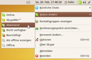 Abbildung 2: Die wichtigsten Skype-Funktionen erreichen Sie über einen Rechtsklick auf das Tray-Icon.