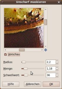 Abbildung 3: Das noch aus Analogzeiten stammende unscharfe Maskieren (USM) gilt als wichtigster Schärfungsfilter.