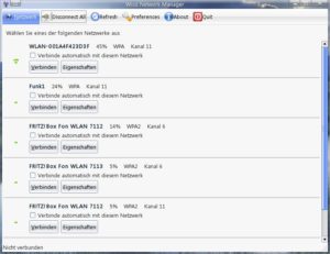 Abbildung 4: Per Mausklick ins WLAN mit dem Netzwerkmanager Wicd.