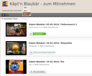 Abbildung 4: Anwender mit wenig Plattenplatz oder langsamer Internetverbindung entscheiden selbst, wann sie neue Folgen herunterladen.