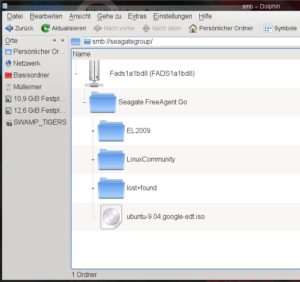 Abbildung 6: Die Samba-Freigaben auf dem Dockstar lassen sich sind aus dem lokalen Netzwerk ohne zusätzliche Software erreichen.