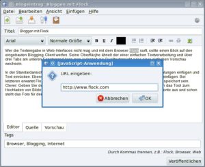 Abbildung 6: Im Blog-Editor können Sie die Beiträge wie in einer Textverarbeitung per Mausklick formatieren sowie Links und Bilder einfügen.