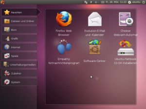 Abbildung 7: Der Netbook-Variante von Ubuntu wurde ebenfalls eine optimierte Oberfläche zuteil.