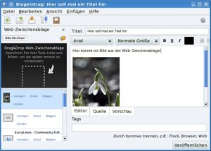 Abbildung 8: Die Web-Zwischenablage lässt sich sowohl im Browser als auch im Blog-Editor anzeigen.