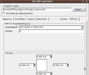 Export-Dialog von Scribus
