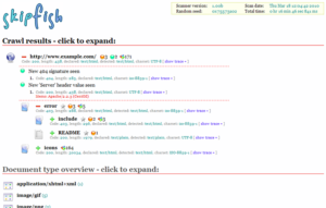 Skipfish produziert HTML-Berichte, die sich wie Seitemaps lesen.