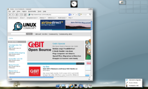 Elive startet in der Grundeinstellung 12 virtuelle Desktops (oben rechts).