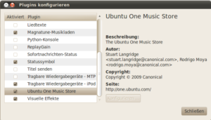 Der Shop ist als Rhythmbox-Plugin realisiert, das sich wahlweise auch deaktivieren lässt.