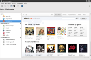 So sieht der in Rhythmbox integrierte Ubuntu One Music Store aus.