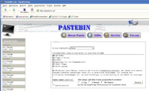 Abbildung 1: Auf der Webseite "pastebin.de" können Sie größere Dokumente vorübergehend oder dauerhaft speichern und anderen Anwendern über eine kurze Adresse zugänglich machen.