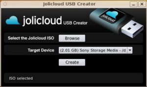 Abbildung 1: Über eine simple Qt-Oberfläche steuern Sie das Installationsskript, mit dem Sie Jolicloud auf den USB-Stick bannen.