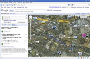 Abbildung 1: Der Online-Service Google Maps bietet neben verschiedenen Ansichten auch eine Routenplanung und zeigt zum jeweiligen Kartenausschnitt Zusatzinformationen wie Bilder, Wikipedia-Einträge oder Standorte von Webcams an.