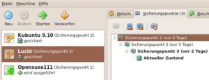 Abbildung 2: Neu in Version 3.1: Sie legen beliebig viele Sicherungspunkte an und wechseln zwischen diesen hin und her.