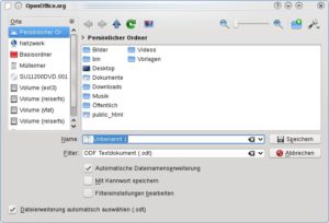 Abbildung 3: Im Speicherndialog wählen Sie das Verzeichnis und geben einen Dateinamen an.