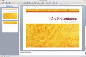 Abbildung 4: Aus dieser sehr schlichten Präsentation in Office 2008 (Mac OS) im OOXML-Format…