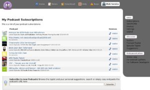 Abbildung 5: Die Website My.gPodder.org ermöglicht die zentrale Ablage von Podcast-Abonnements, um die Daten auf andere Geräte oder Rechner zu verteilen.