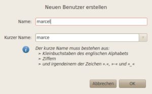 Abbildung 5: Einen neuen Nutzer erstellen Sie einfach über den Login-Namen. Alle weiteren Angaben sind fakultativ.