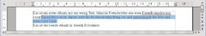 Abbildung 6: Markierte Textstellen sind hellblau hinterlegt – daran erkennen Sie, dass Sie eine aktuelle OpenOffice-Version verwenden.