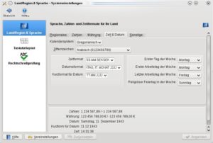 Abbildung 7: Mit welchem Tag die Woche beginnt, stellen Sie KDE-weit im Kontrollzentrum ein.
