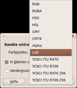Abbildung 8: Alle von Gimp unterstützten Farbmodelle fasst der Filter