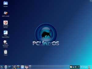 Der Standard-Desktop von PCLinux OS mit KDE 4.4.2.