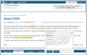 In Xwiki 2.3 lassen sich Anmerkungen komfortabel anlegen und bearbeiten.