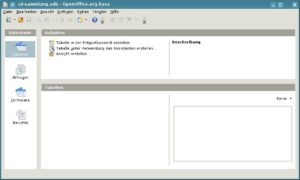 Abbildung 1: Das OOBase-Fenster dient als Ausgangspunkt für alle datenbankbezogenen Benutzeraktionen.